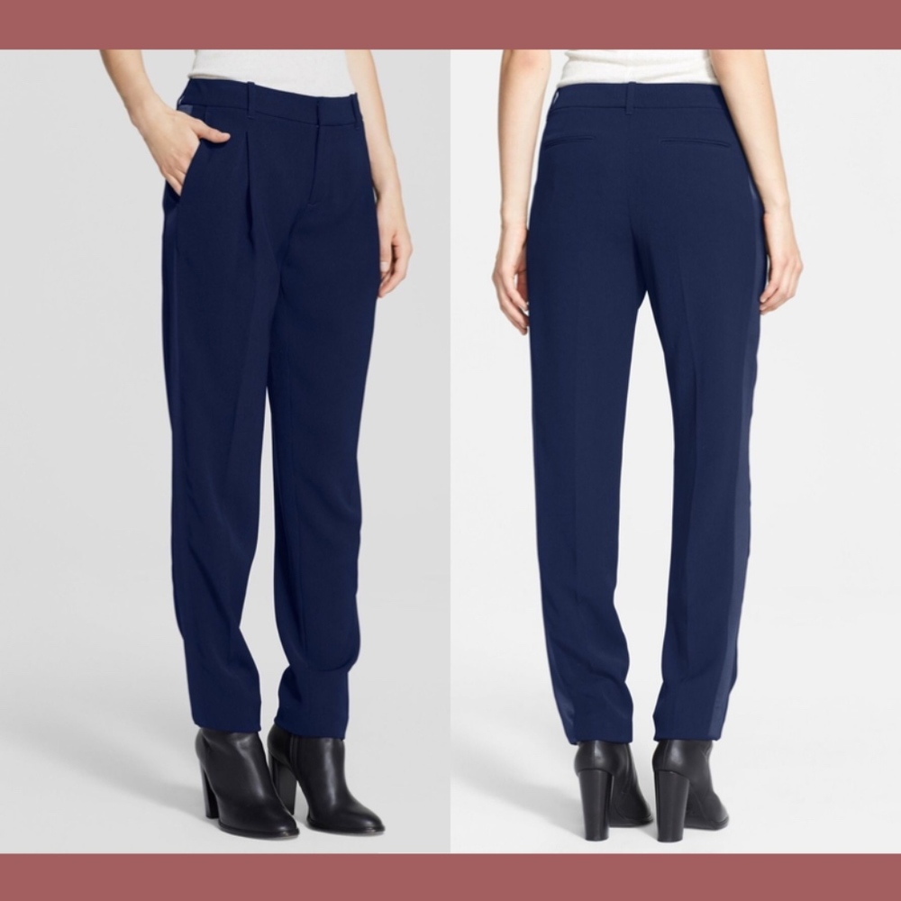 NWT $325 VINCE Satin Strapping Trouser Pants‎ in 14